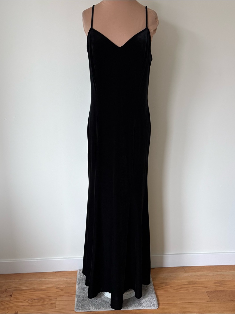 Vintage 90s Y2K Reggio Black Velvet Vamp Whimsigoth Cami Maxi Dress Gown EUC 14